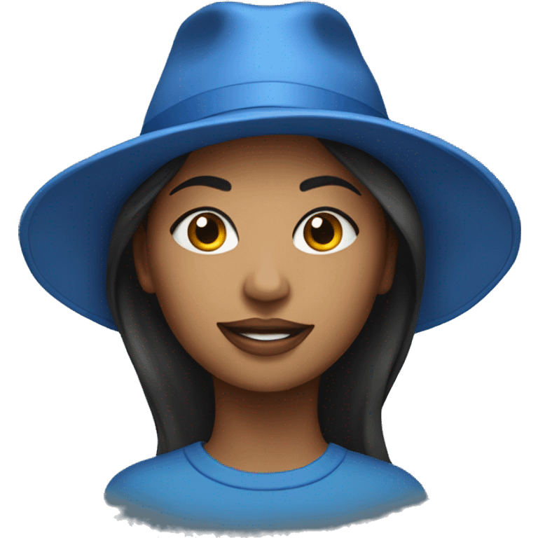 Woman in blue hat portrait emoji