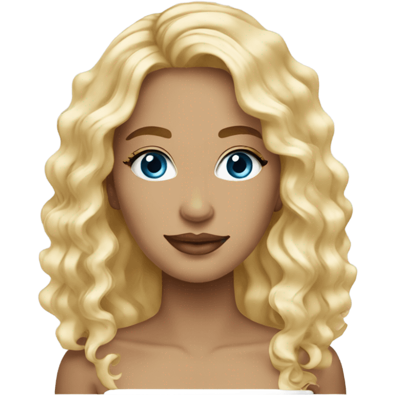 Blonde with blue eyes wavy hair long layered jewelry emoji