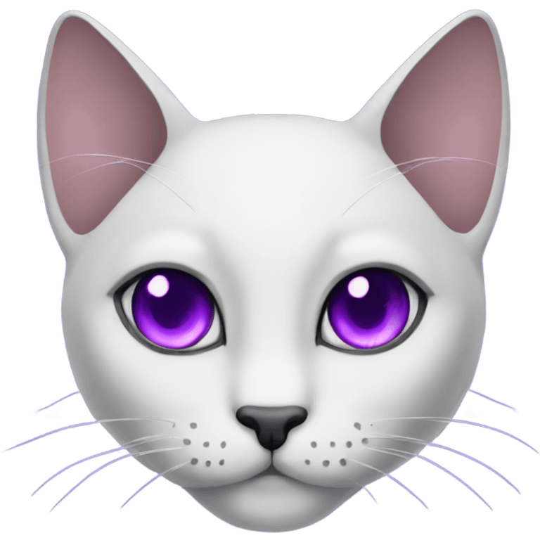 Black cat with purple eyes and one purple eye on the cats forehead  emoji