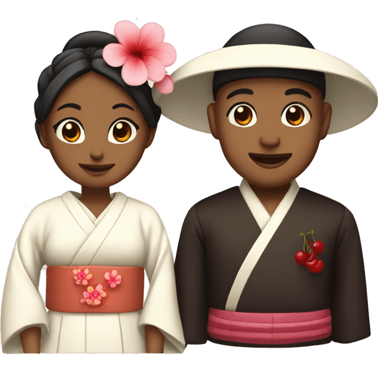 cherry married couple in japanese attire emoji