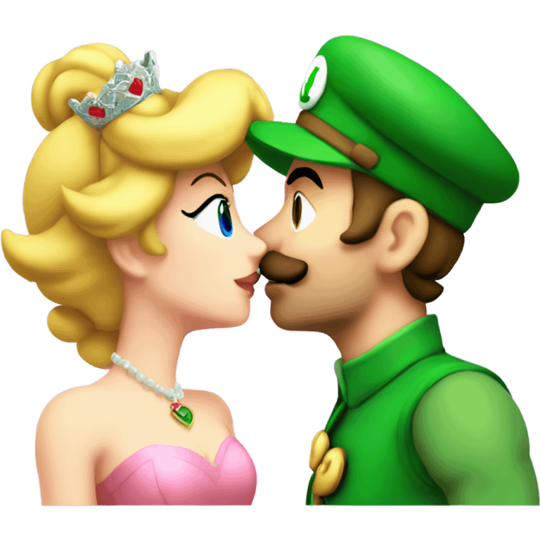 Luigi and princess peach kiss emoji