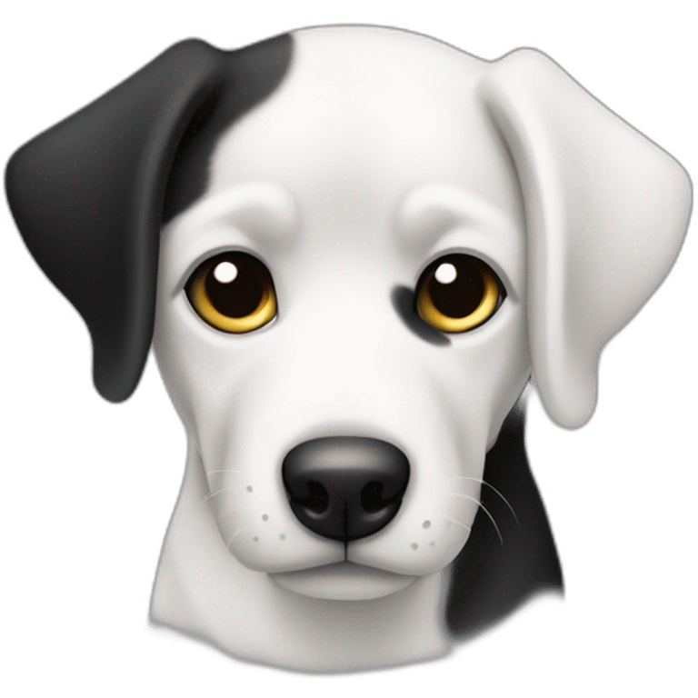 Perro adoptado blanco y negro pensativo  emoji