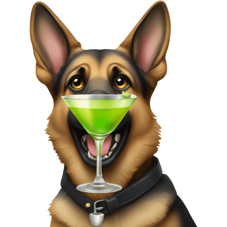 german shepard drinking a martini  emoji