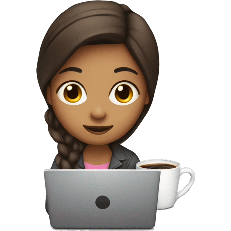 girl with laptop and coffee emoji