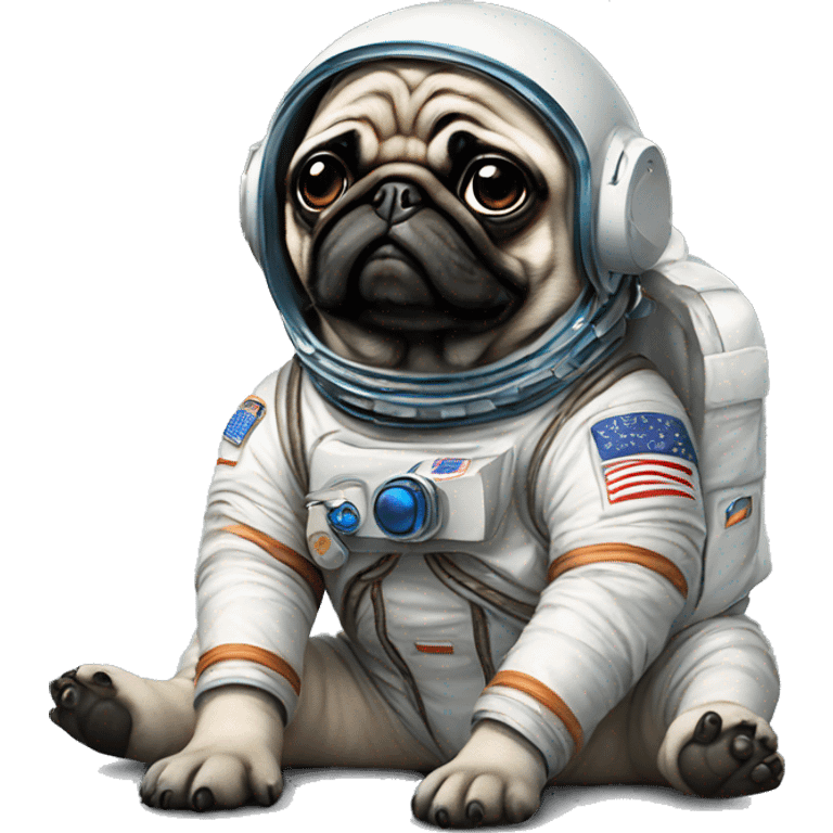 Astronaut Pug sitting on floor emoji