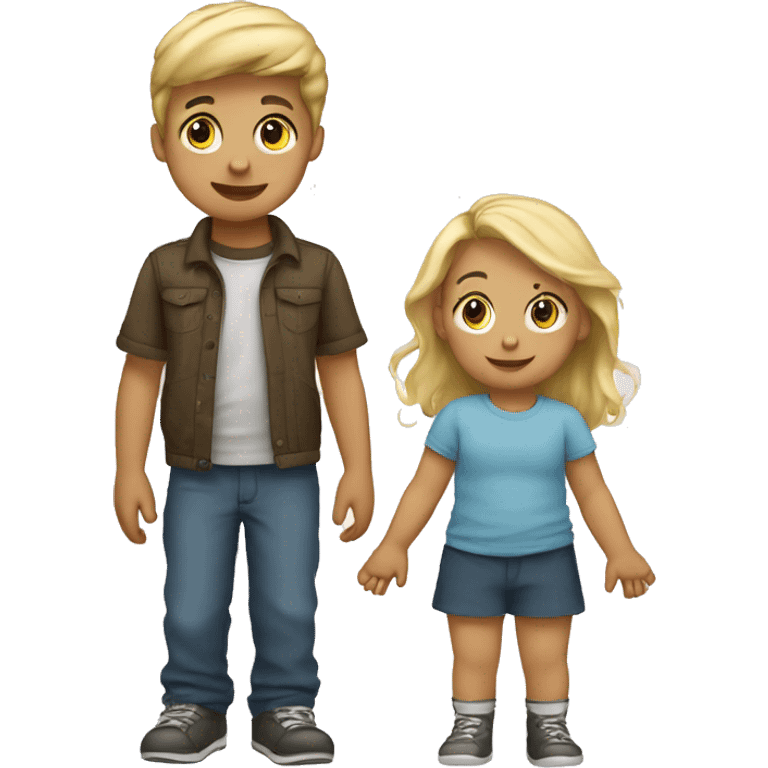 blond teenage girl with boy toddler, siblings emoji