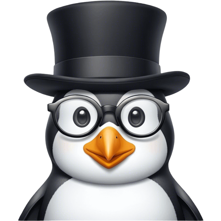 penguin with top hat and glasses emoji