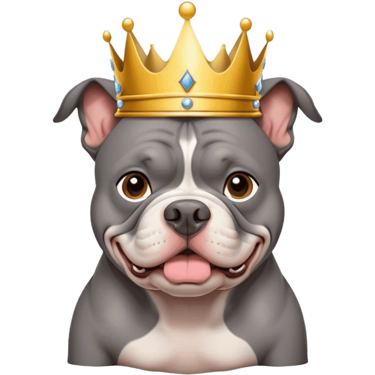 Grey american bully with crown emoji