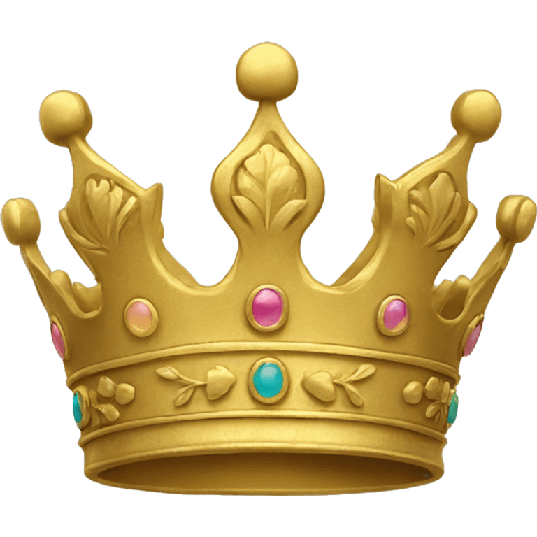 a golden crown with floral pattern on it. emoji