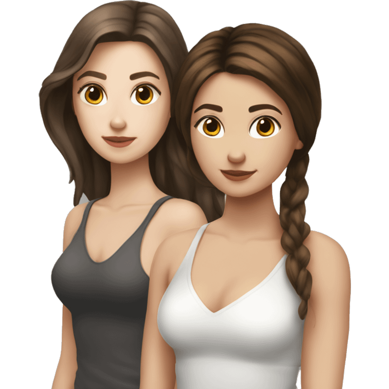 2 besties both white skin both girls and brunet hair emoji