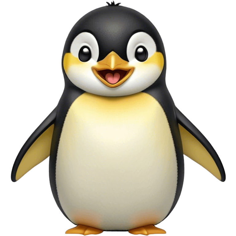 Cinematic Cute Yawning Emperor Penguin Portrait Emoji, Head tilted slightly with a dramatic, wide-open yawn, showcasing smooth, downy feathers with a striking contrast and sleepy, half-closed eyes, Simplified yet irresistibly adorable features, highly detailed, glowing with a soft, cozy polar glow, high shine, relaxed yet expressive, stylized with a touch of whimsical charm, soft glowing outline, capturing the essence of a drowsy yet affectionate arctic guardian that seems ready to stretch out and nap! emoji