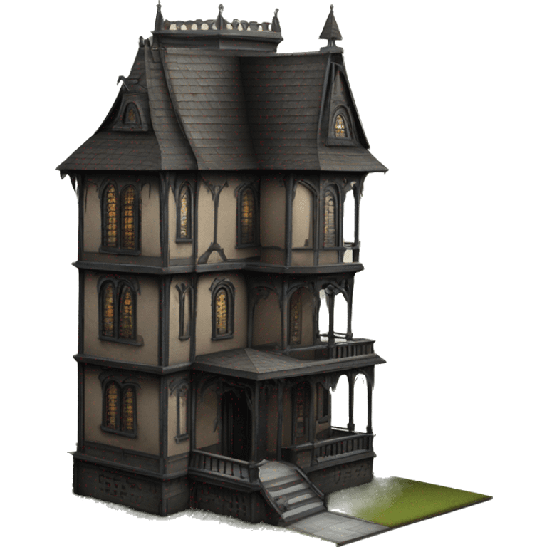 Realistic Huge ornate gothic Cardboard 5 story tall haunted house  emoji