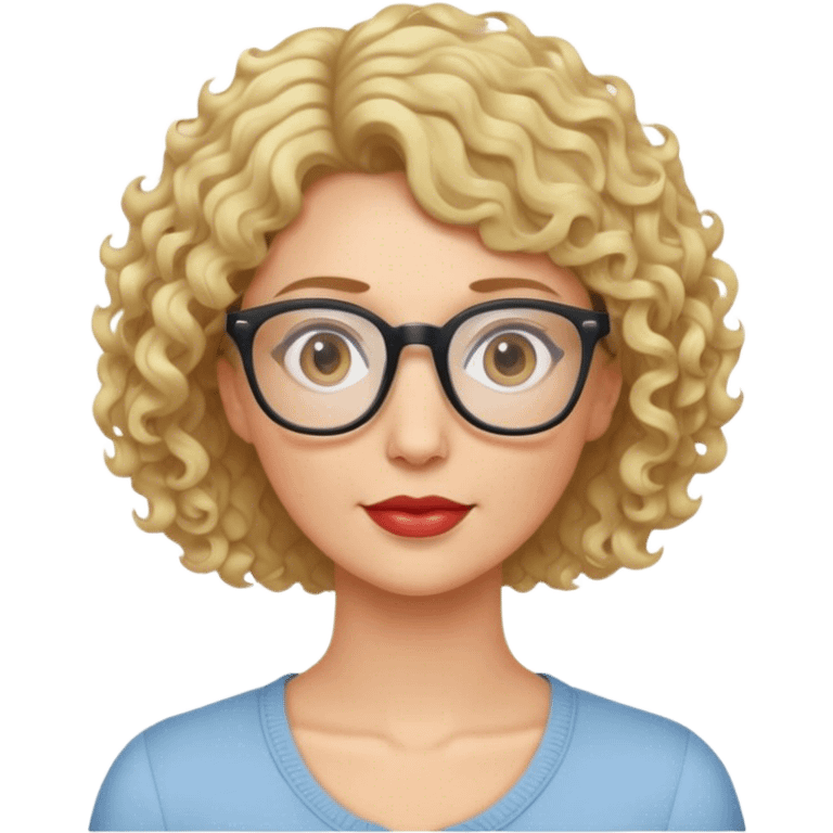 Mom with short curly blonde hair glasses emoji