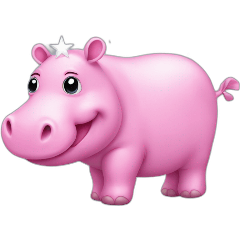 cute pink hippo with a star near its head emoji