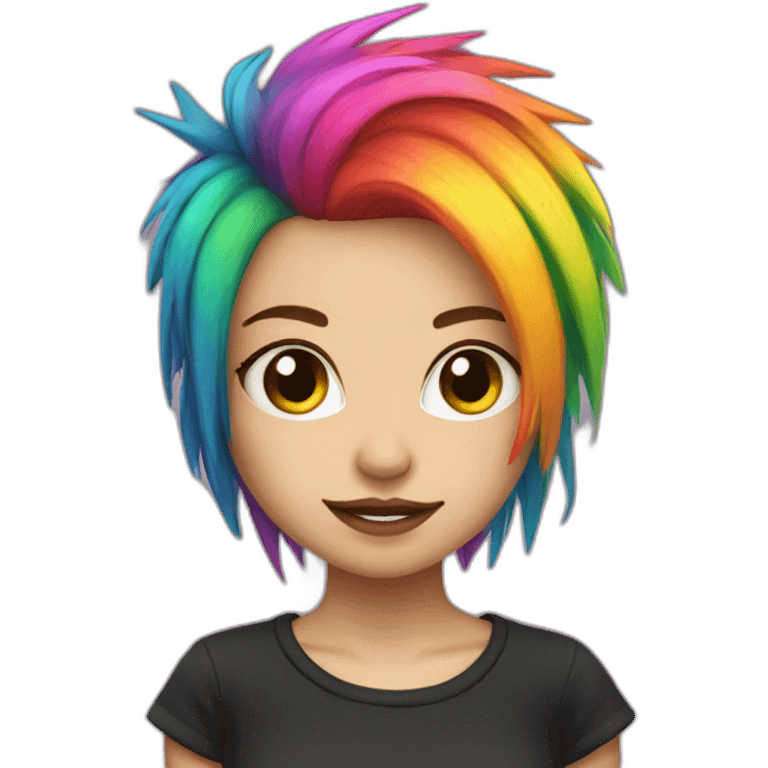 Rainbow hair punk girl emoji