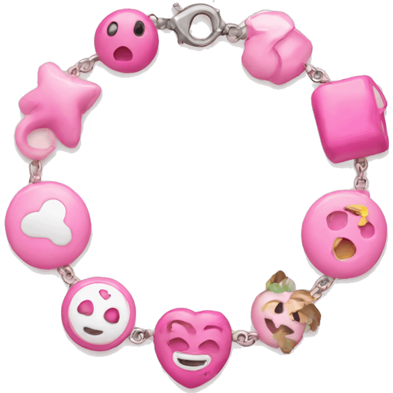 Pink bracelet with cute elements emoji