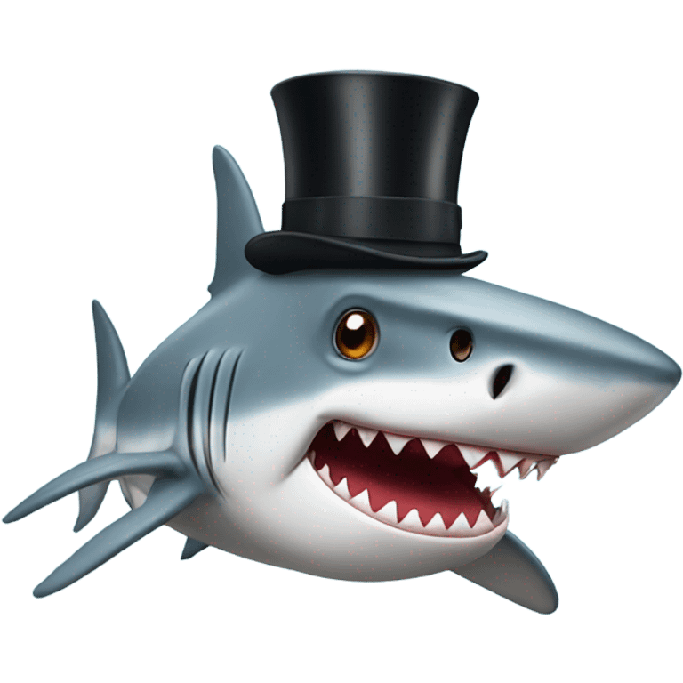 Shark with a top hat emoji