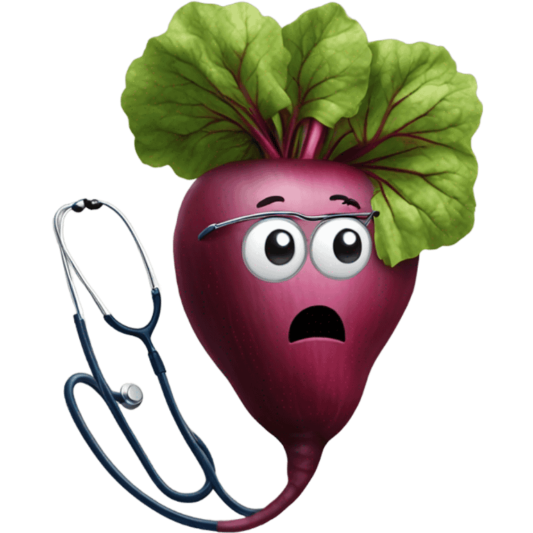 A beetroot with a stethoscope around it. emoji