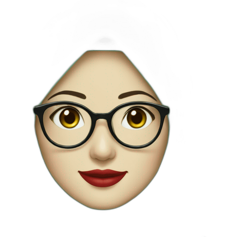 Classy Indonesian woman with pale skin and red lips wear green hijab and round glasses smiling emoji