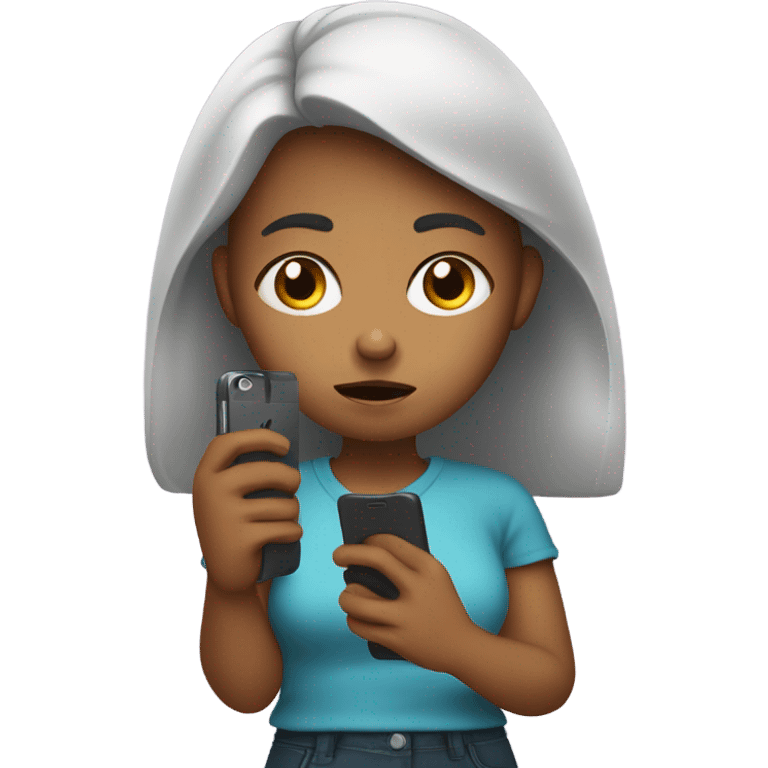 Girl holding phone in hand looking angry emoji