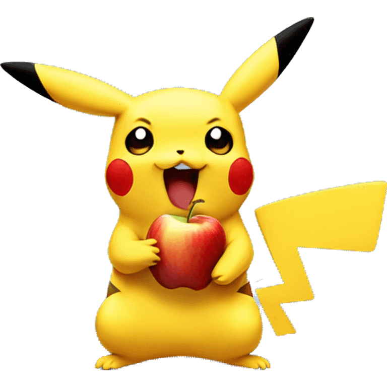 Pikachu eat an apple emoji