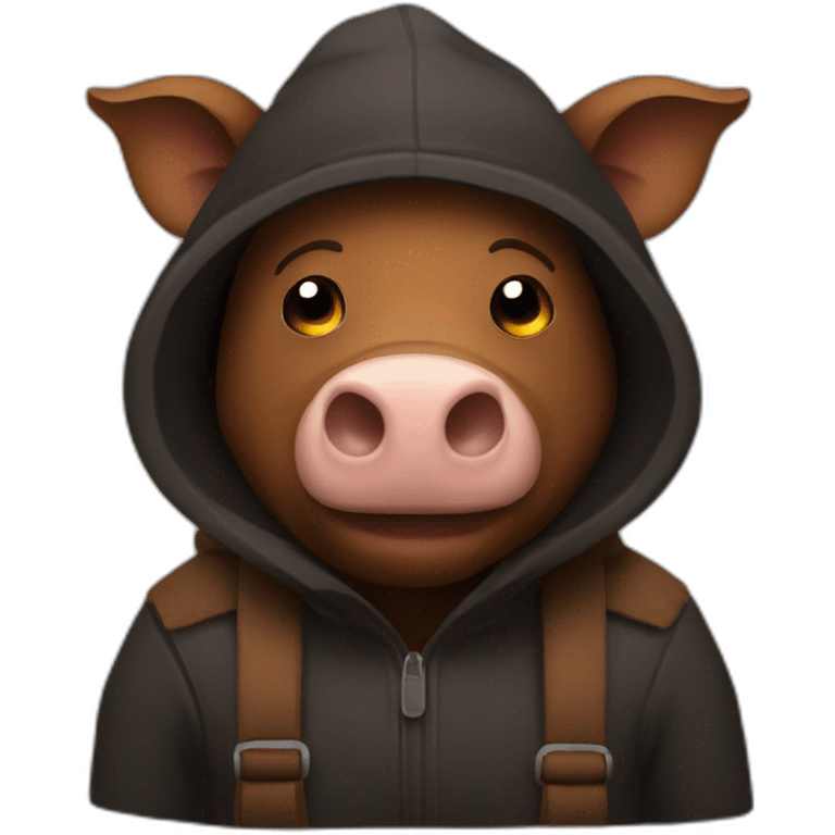 fullface brown boar tired of life with a winter hat black color emoji