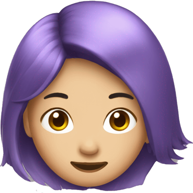 Purple hair Asian woman happy emoji