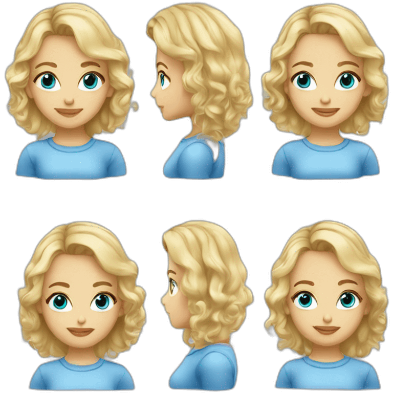 Fille blonde cheveux boucle yeux bleu emoji