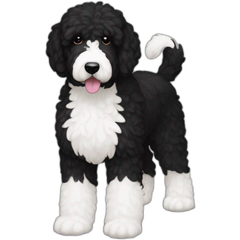 all-black-laberdoodle-dog-with-white-patch-on-chest emoji