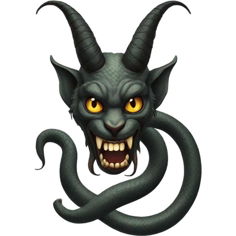 garuda snake demon who resembles a baphomet cat creature with fangs emoji