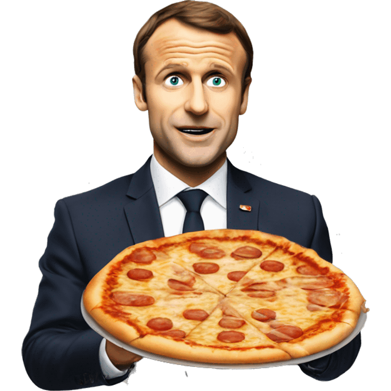 Macron qui mange une pizza emoji