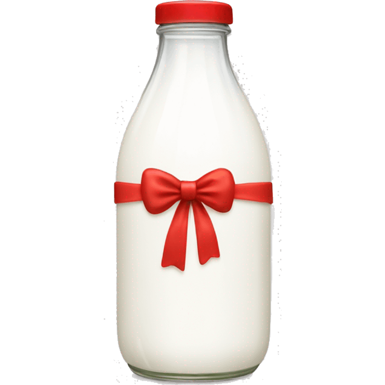 aesthetic milk bottle with a red bow emoji