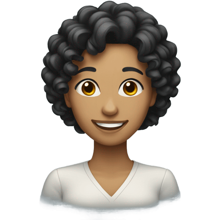 smiling woman with curly black hair emoji