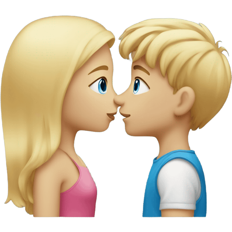 kiss-kiss boy and girl blue eyes and blond hair emoji