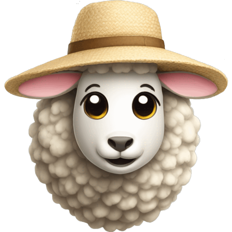 Sheep with sunhat emoji