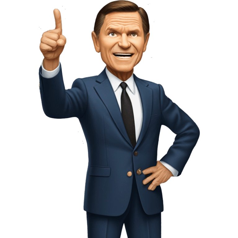 Kenneth Copeland standing up pointing forward  emoji