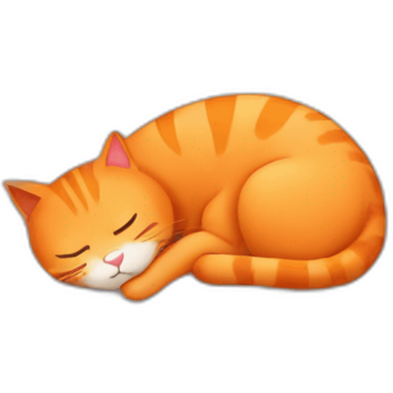 Sleeping orange cat with hearts around the head emoji