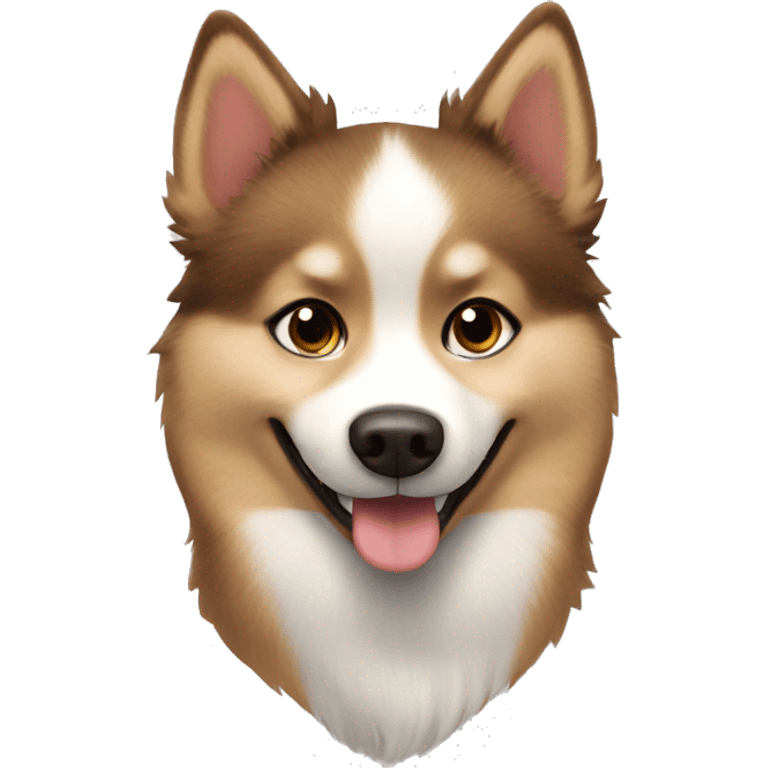 Brown and white Pomsky in the show happy emoji