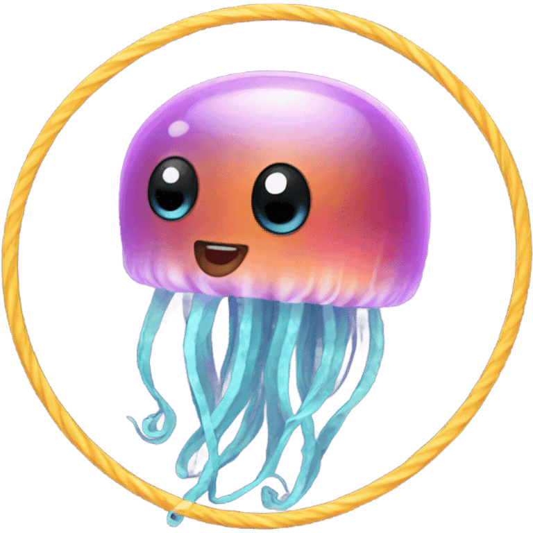 Jellyfish with hula hoop emoji