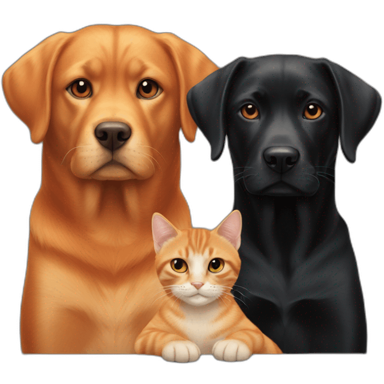 orange cat and black labrador dog emoji