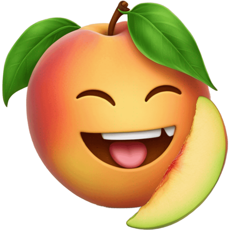 Smiley face emoji eating the peach emoji emoji