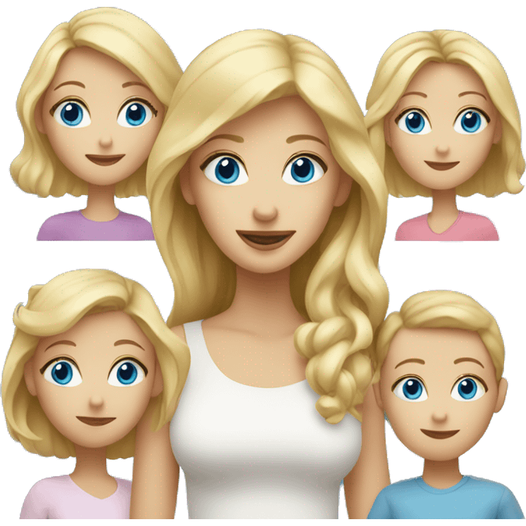 blonde woman with blue eyes and 4 kids   emoji