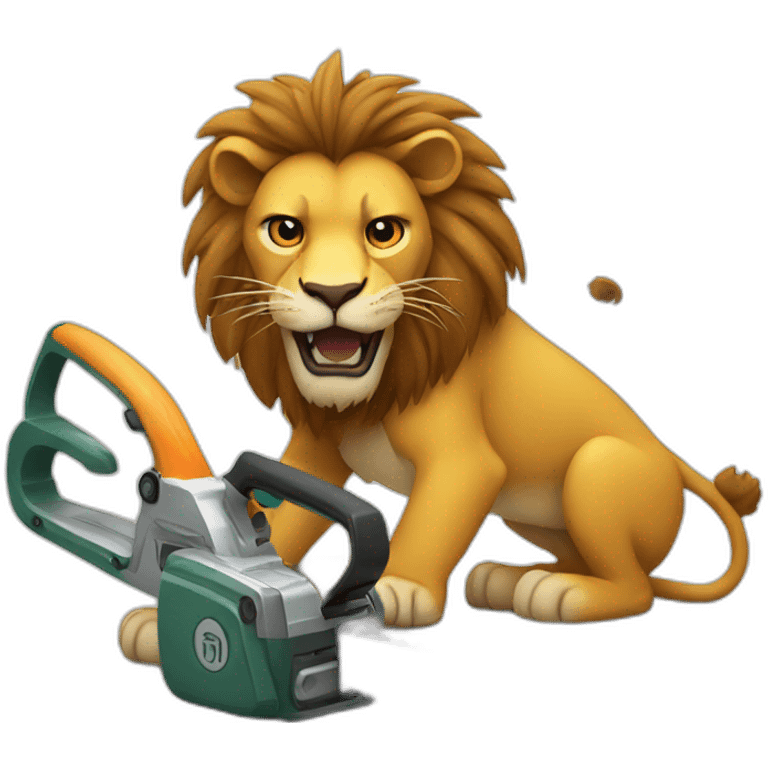 lion with a chainsaw emoji