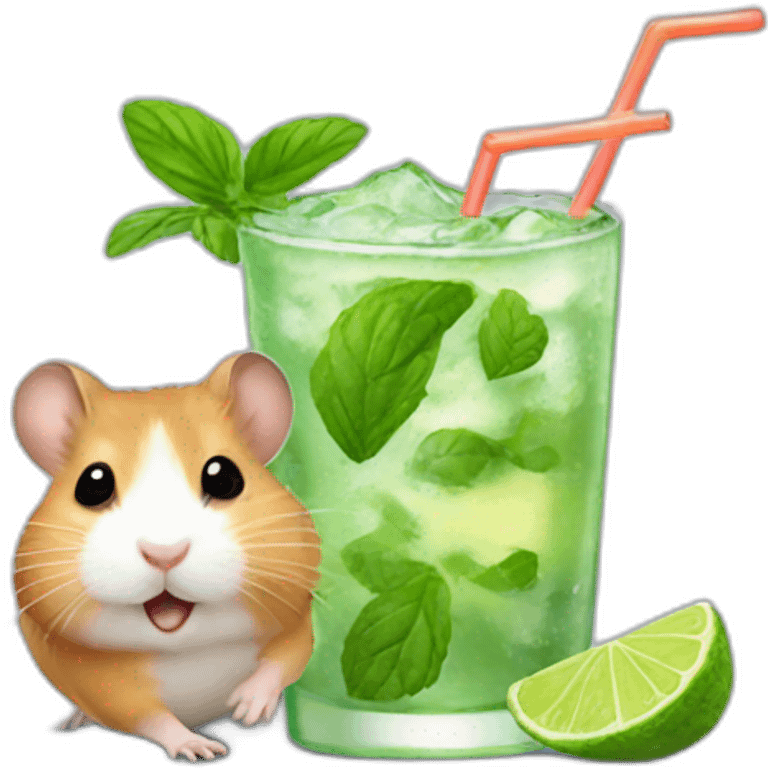 hamster running drinking mojito emoji