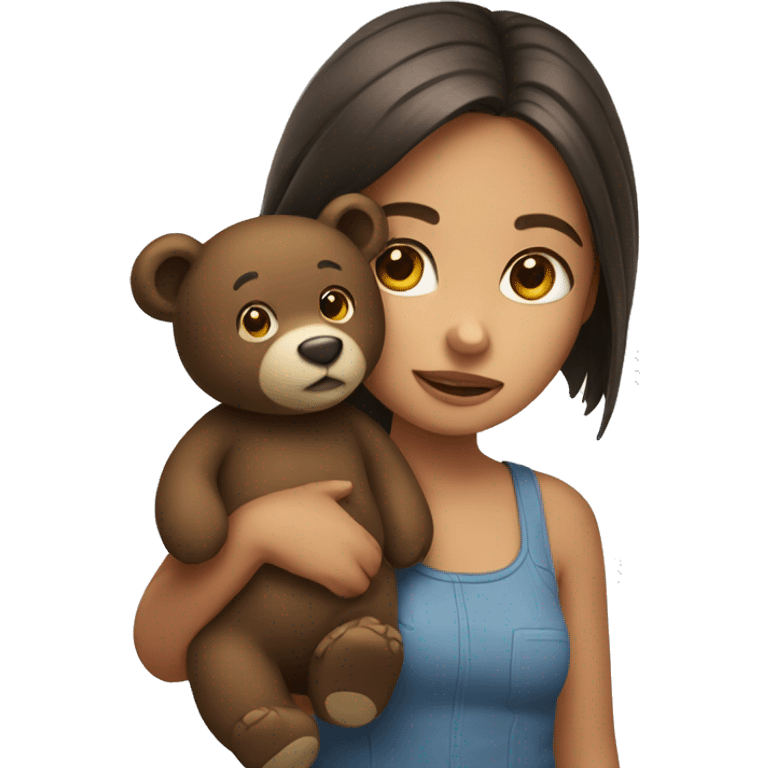 A girl with a bear emoji