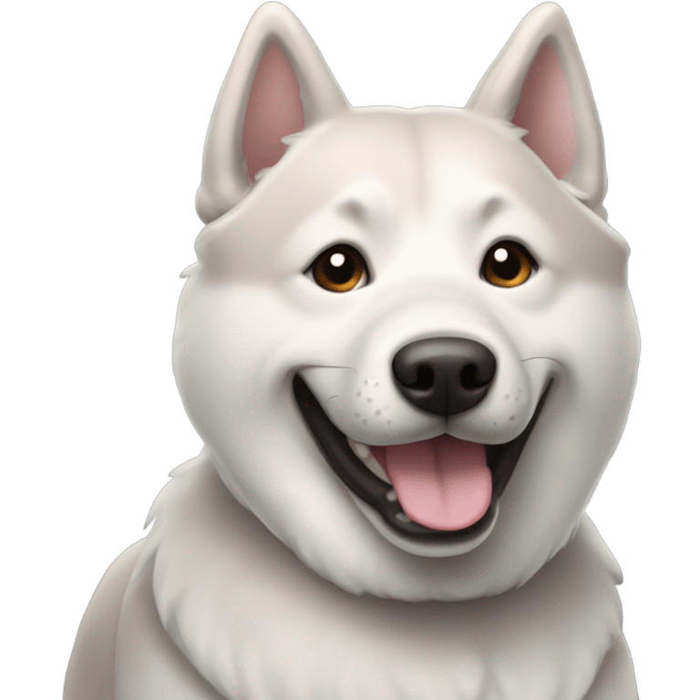 A smiling gray Jindo dog emoji