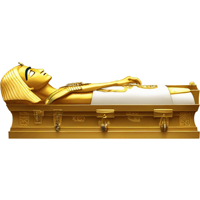 gold Pharaoh  in coffin, full body  emoji