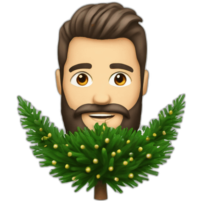 The beard is made from a Christmas tree emoji