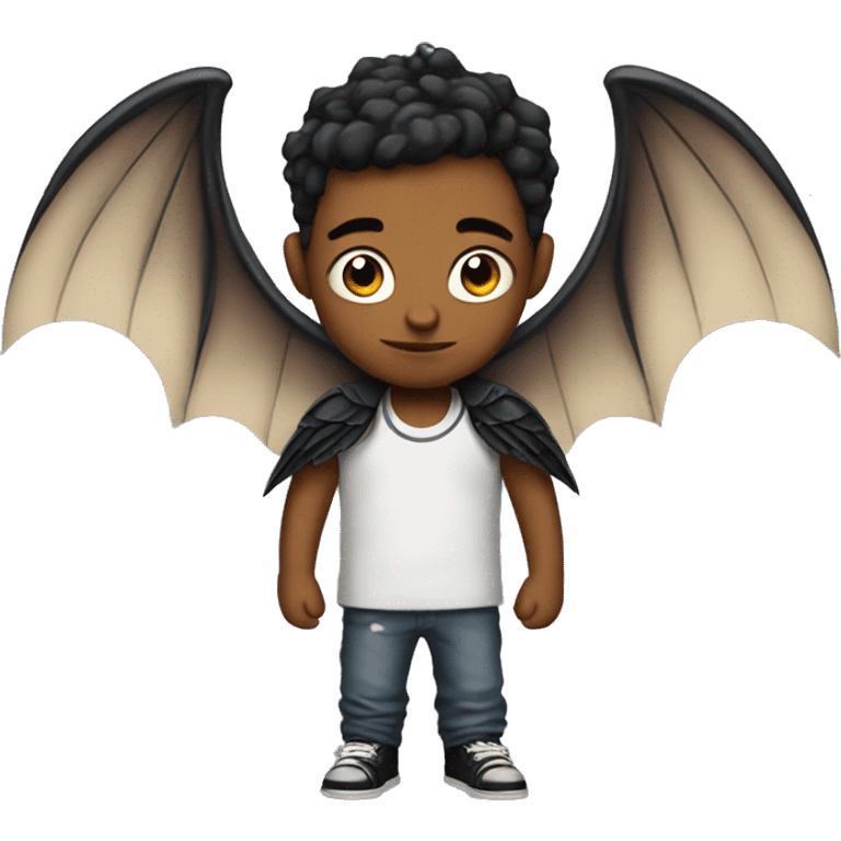 winged boy with tattoos and bat wings  emoji