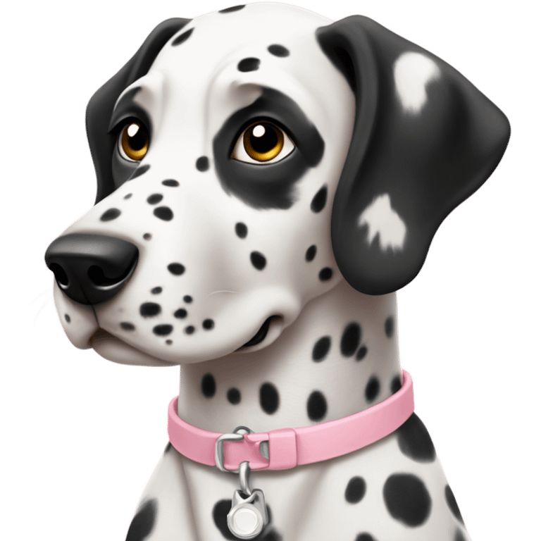 a dalmatian with a light pink collar  emoji